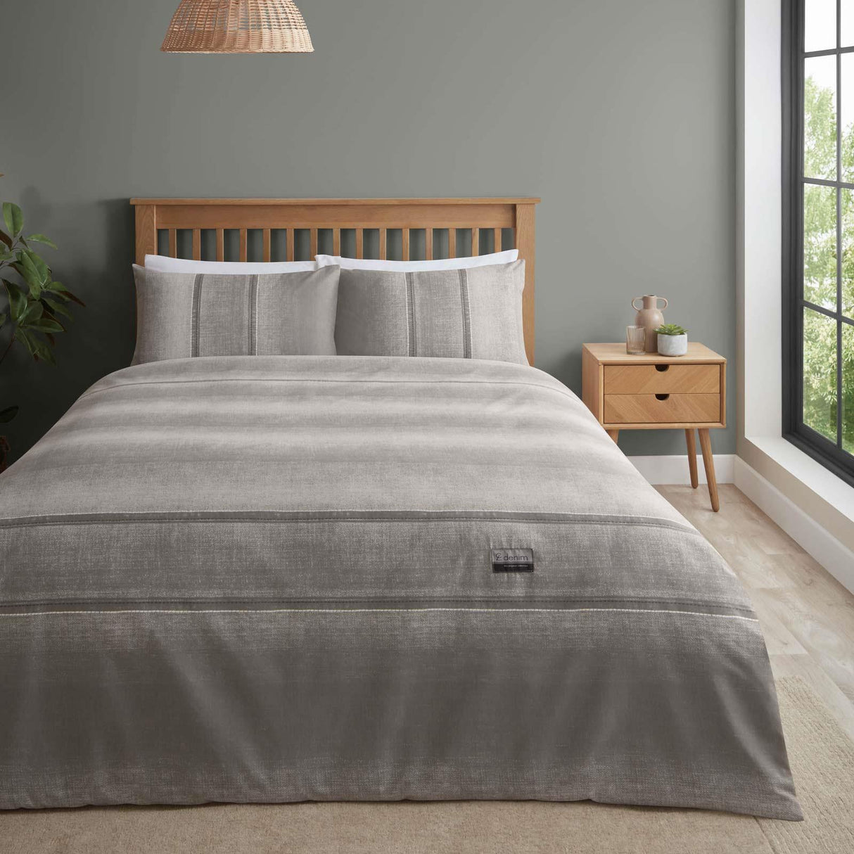 Denim Duvet Cover Set Grey