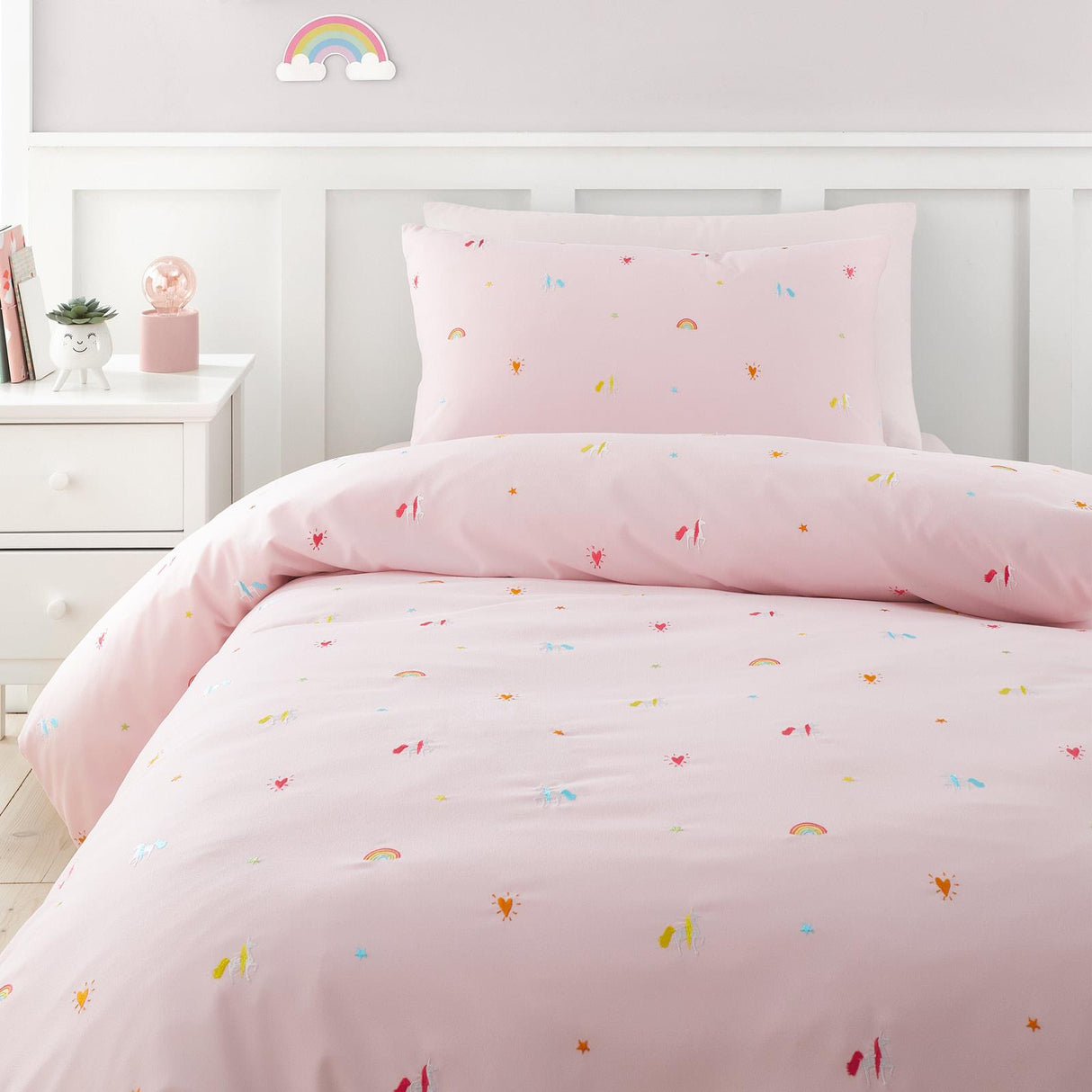 Embroidered Unicorn Duvet Cover Set