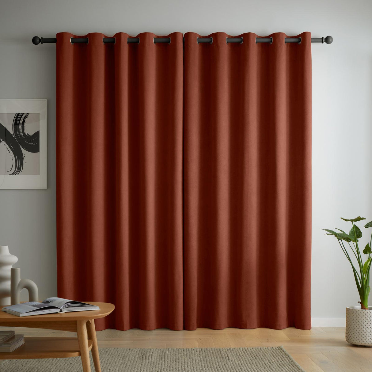 Wilson Velvet Blackout Thermal Eyelet Curtains Terracotta