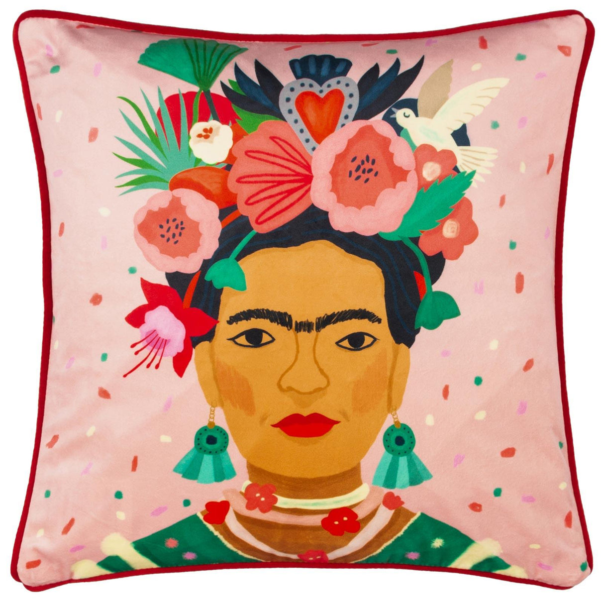 Frida Illustrated Velvet Cushion Cover 17" x 17"