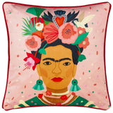 Frida Illustrated Velvet Cushion Cover 17" x 17"