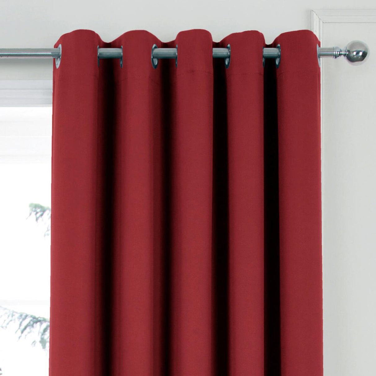 Woven Blackout Eyelet Curtains Red