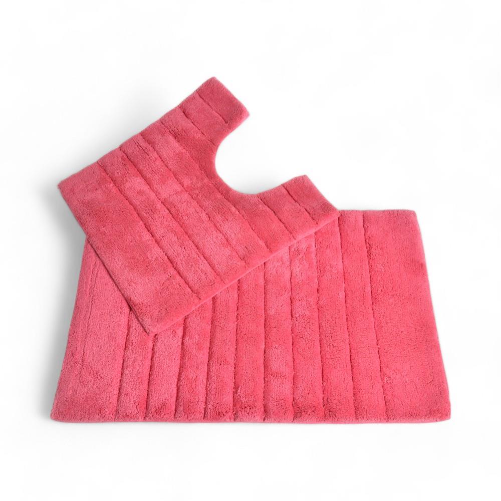 Linear Rib Bath & Pedestal Mat Set Pink