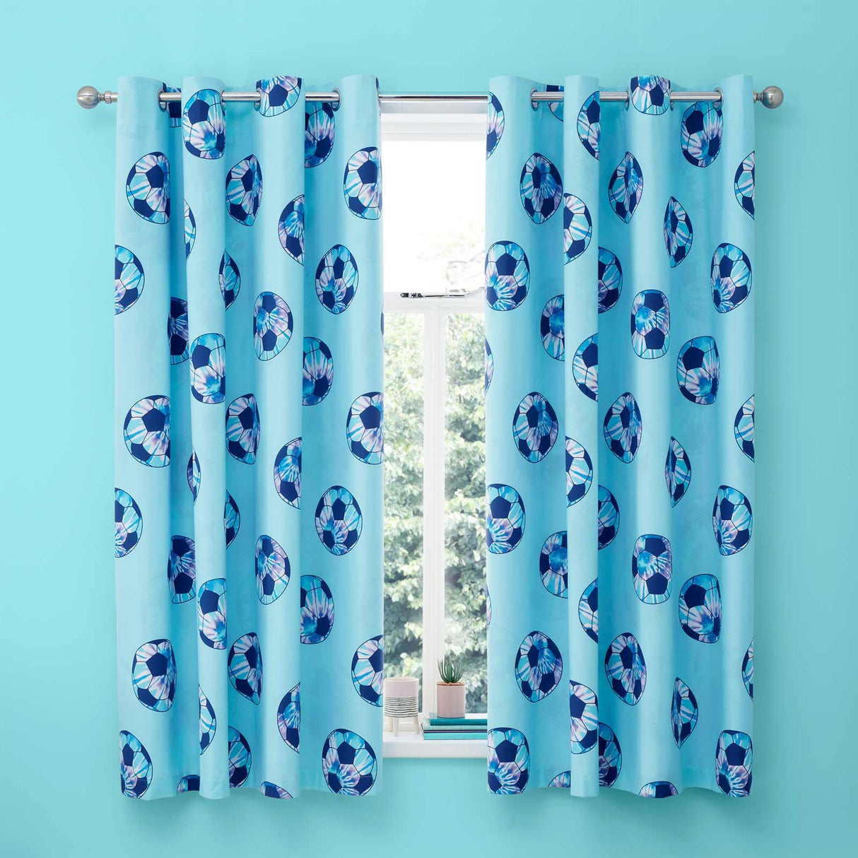 Tie Dye Football Eyelet Curtains