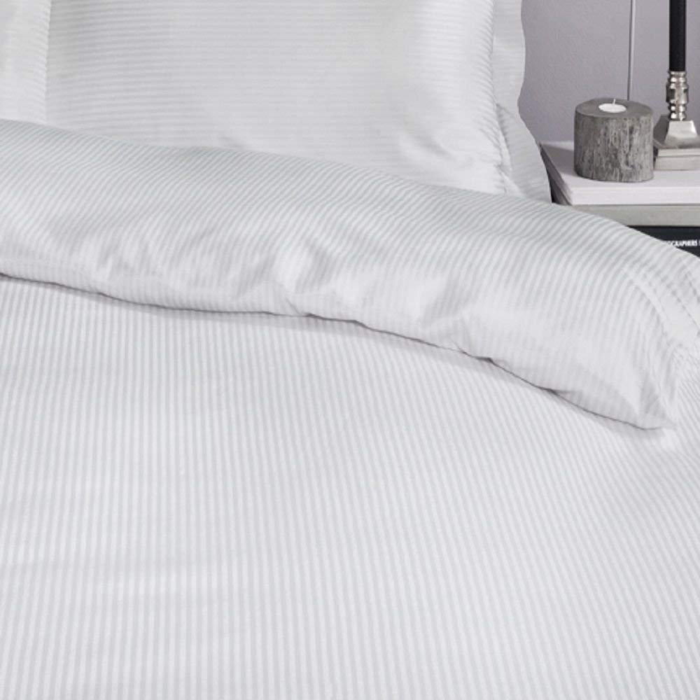 Catherine Lansfield Satin Stripe 300 Thread Count King Duvet Cover Set with Pillowcases