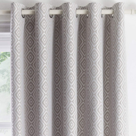 Asha Jacquard Eyelet Curtains Grey 66" x 72"