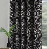 Luna Metallic Chenille Eyelet Curtains Black