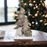 Wooden Winter Polar Bear Scene