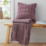 Chunky Marl Knit Cushion Plum