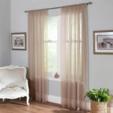 Plain Dyed Voile Curtain Panel Pair Latte