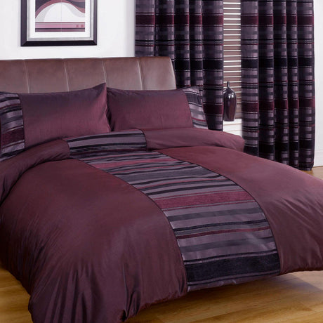 New York Faux Silk Aubergine Duvet Cover Set