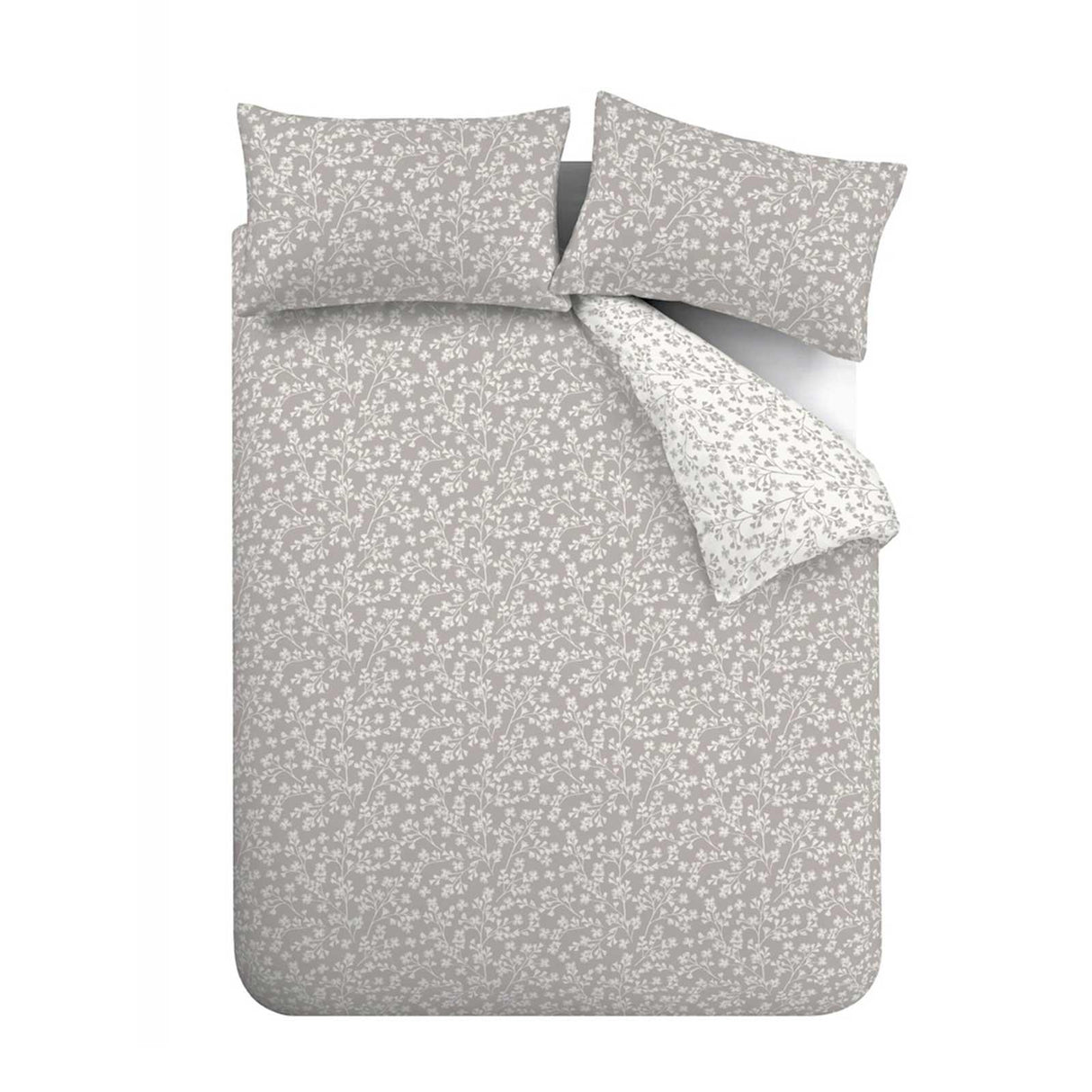 Brushed Cotton Flannelette Grace Floral Leaf Duvet Cover Set