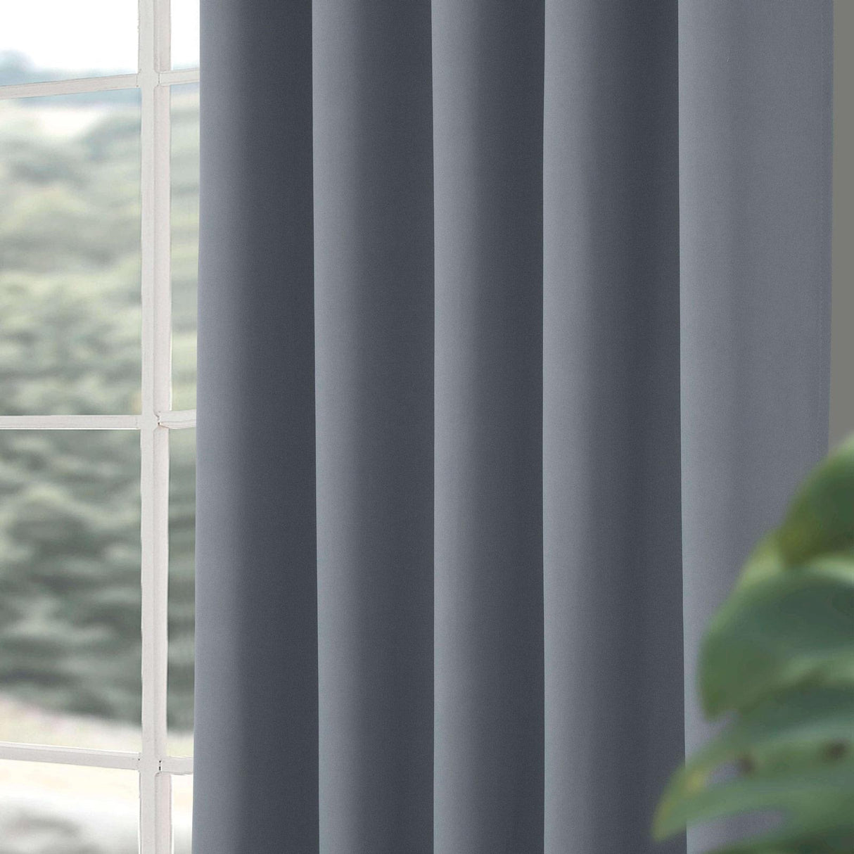 Woven Blackout Eyelet Curtains Grey