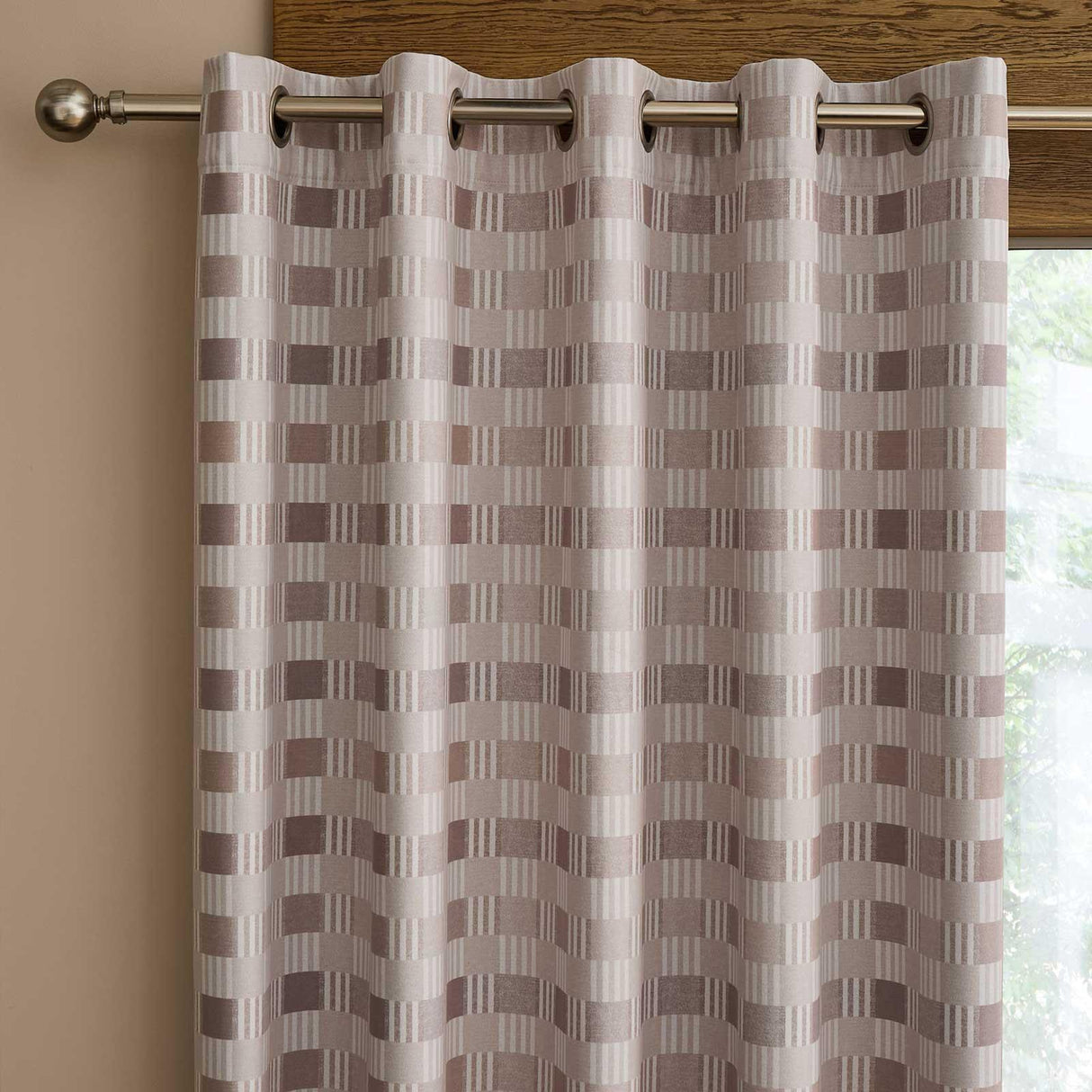 Wilson Check Blackout Eyelet Curtains Natural