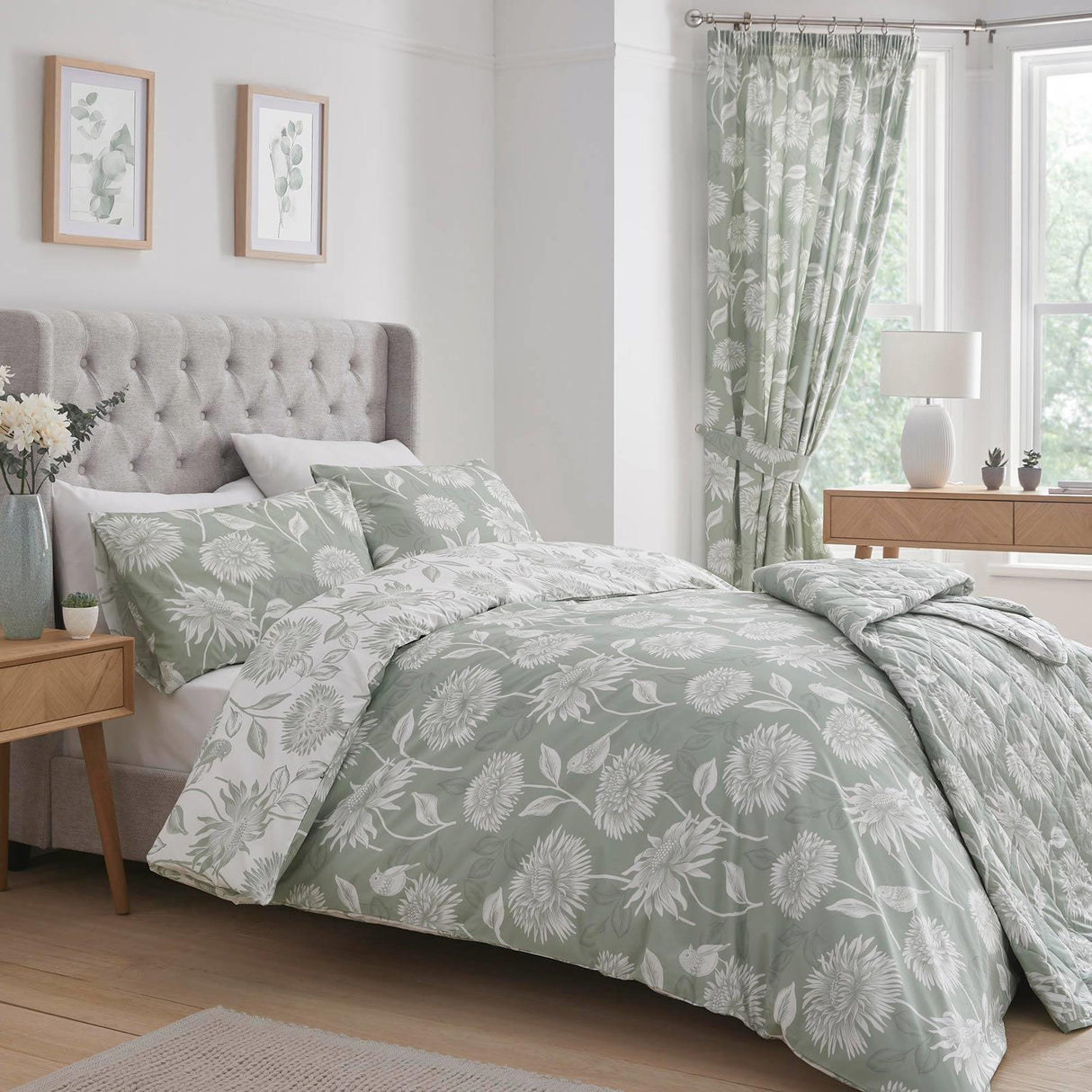 Chrysanthemum Green Duvet Cover Set