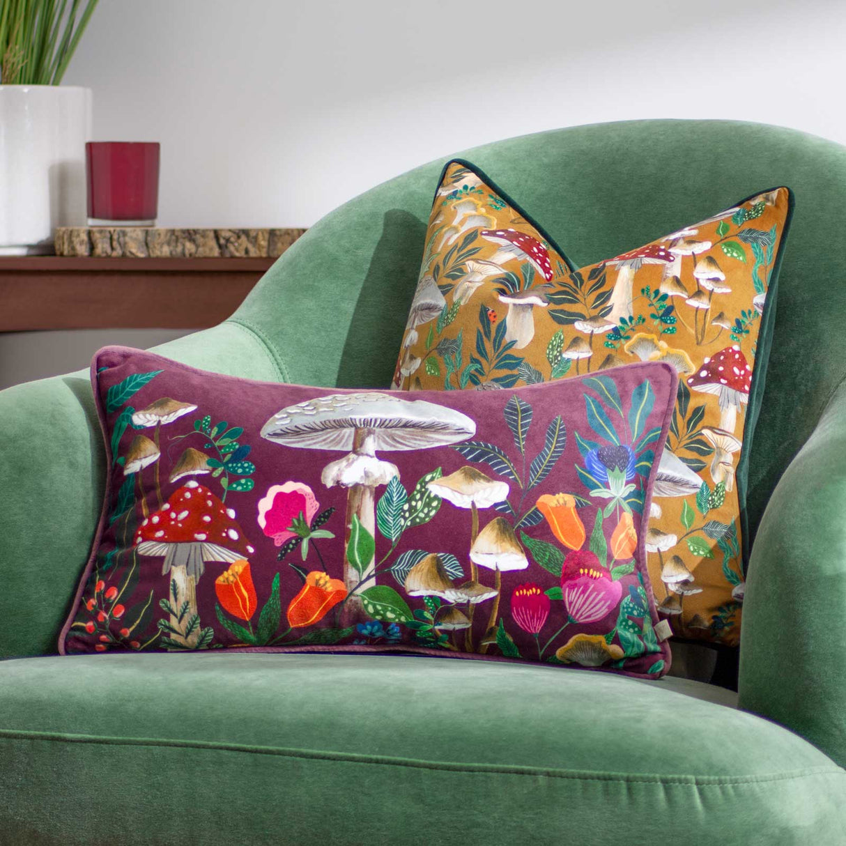 Wild Garden Mushroom Repeat Cushion Cover