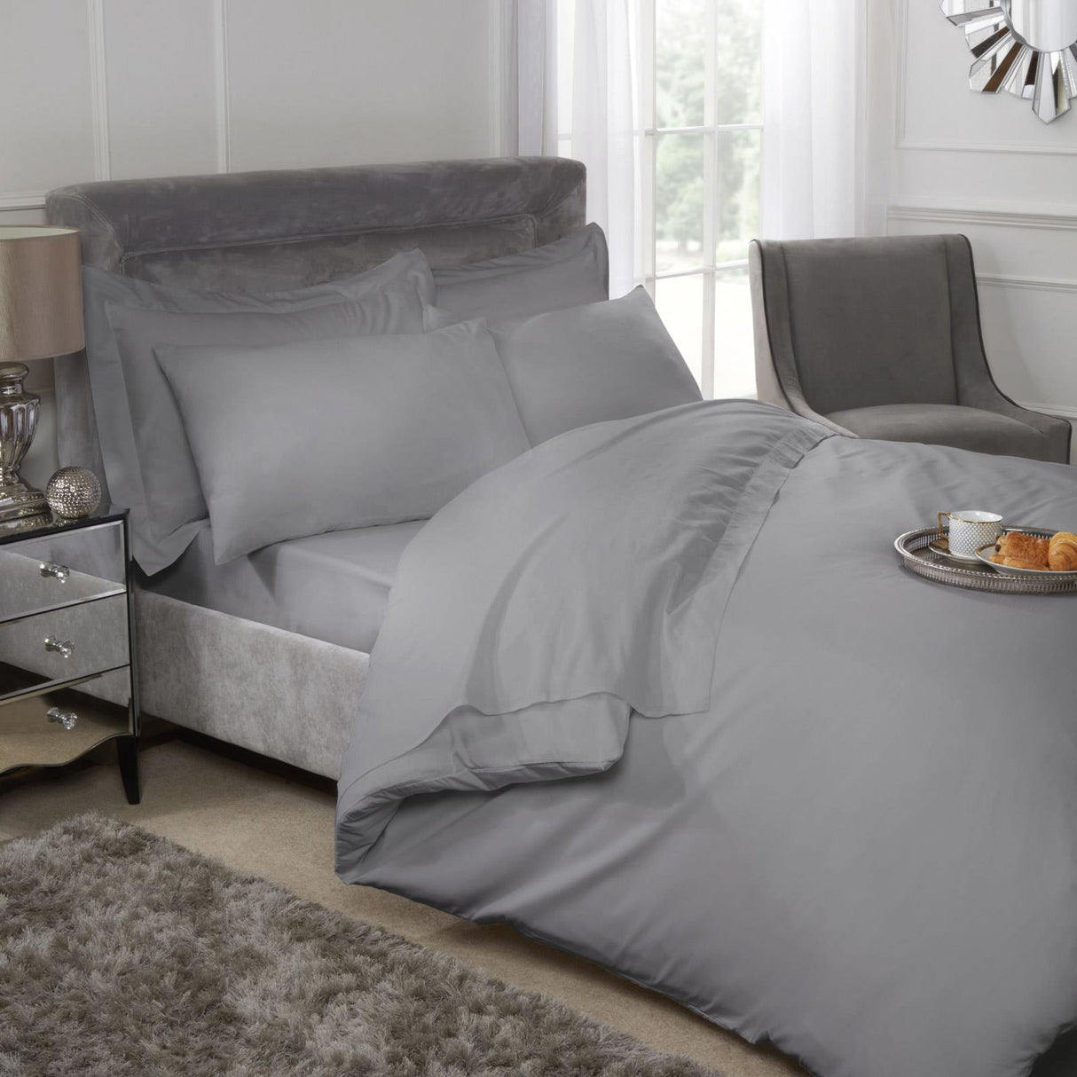 Egyptian Cotton 200 Thread Count Silver Duvet Cover