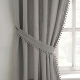 Tobago Tape Top Lined Voile Curtains Grey 90" x 90"