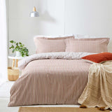 Hebden Mélange Stripe Pecan Duvet Cover Set