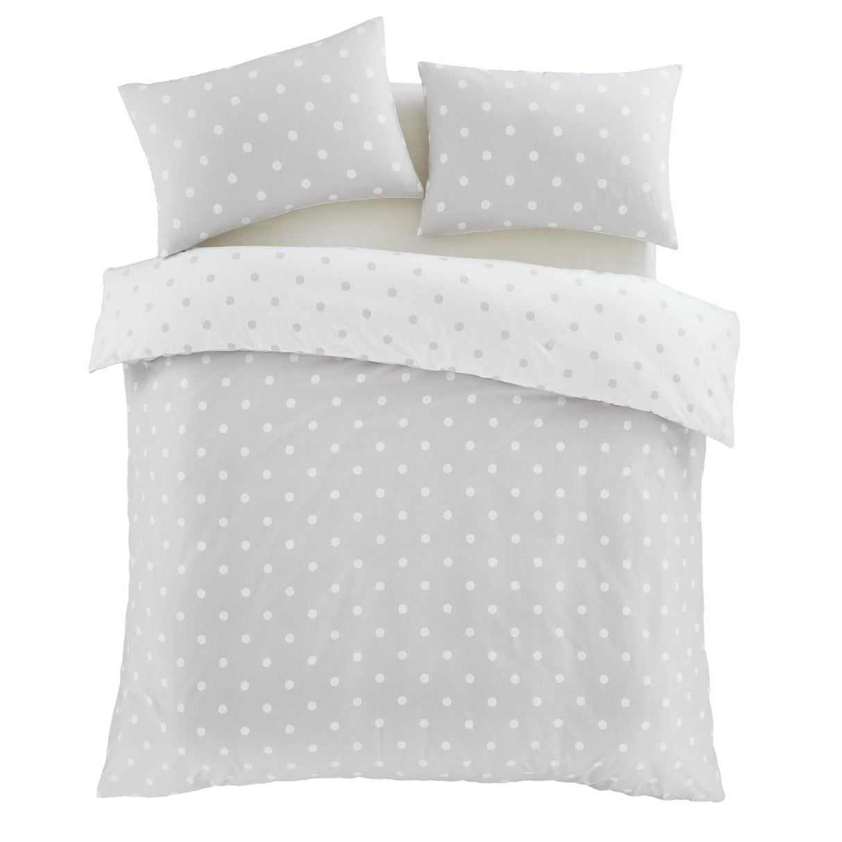 Brushed Polka Dot Duvet Cover Set Grey