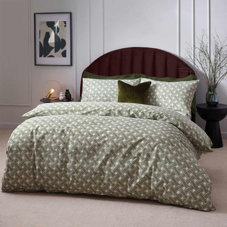 Alexa Abstract Cotton Rich Olive Duvet Cover Set