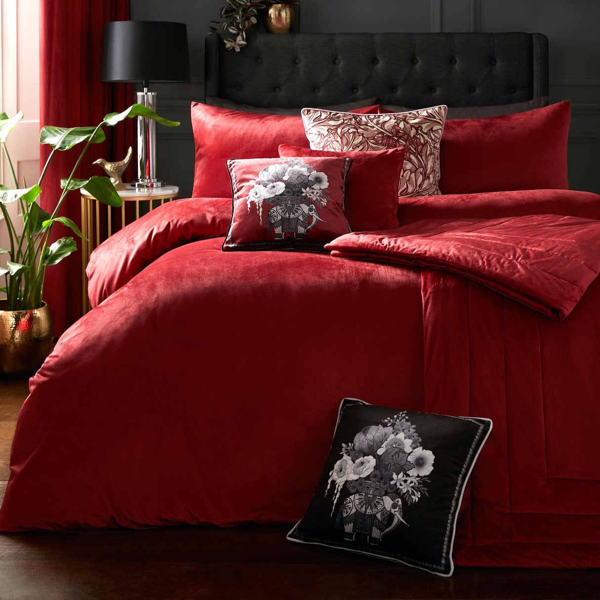 Montrose Velvet Claret Duvet Cover Set