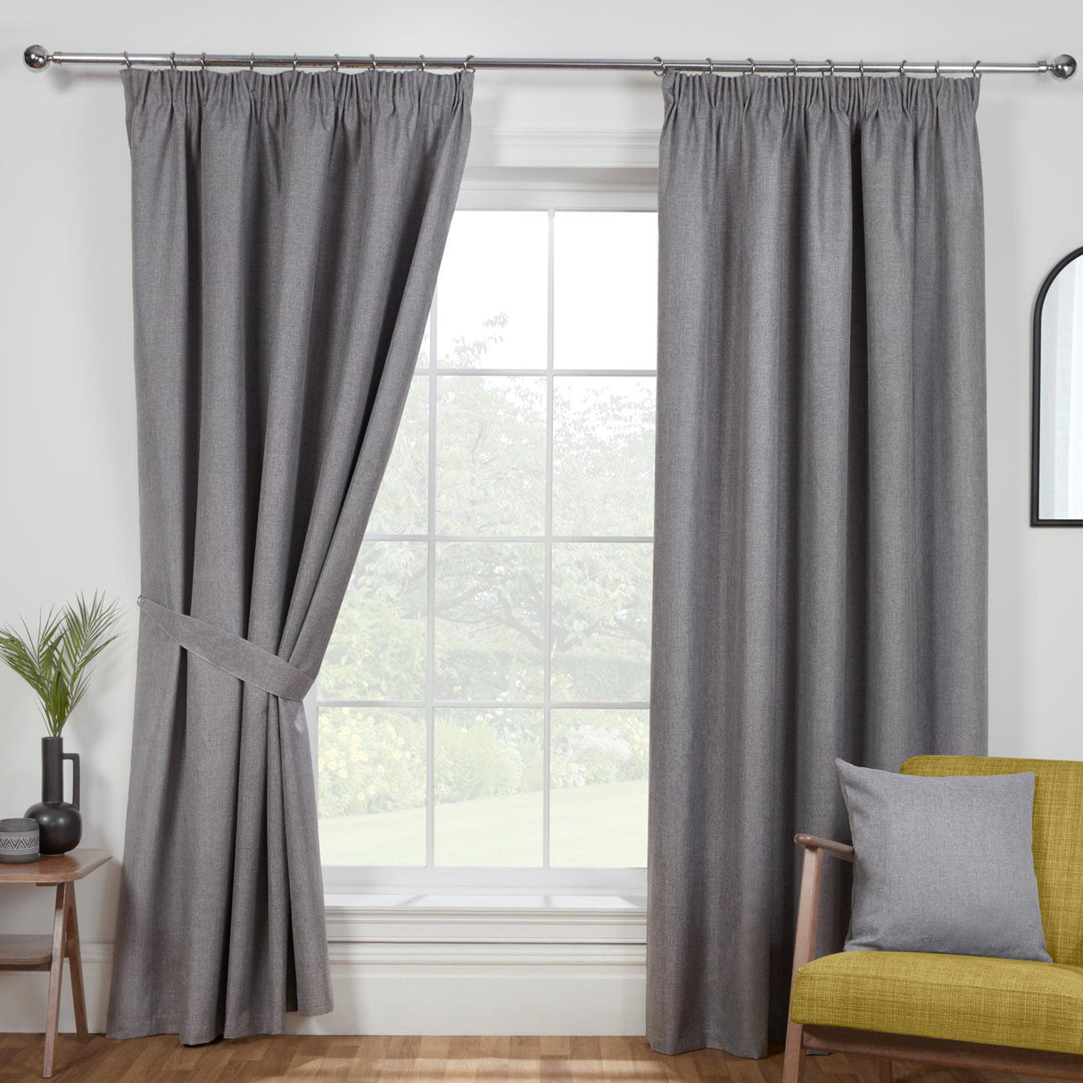 Eclipse Blackout Tape Top Curtains Pewter