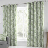 Matteo Leaf Eyelet Curtains Green