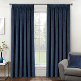 Oxford Velvet Blackout Tape Top Curtains Navy 90" x 90"