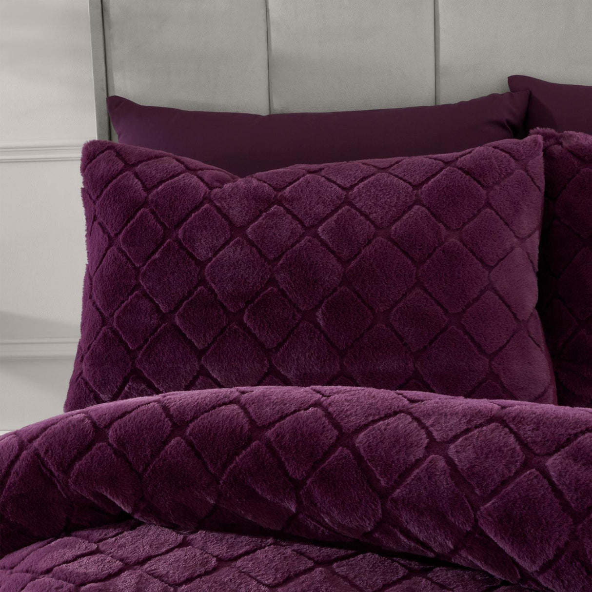 Cosy Diamond Duvet Cover Set Plum