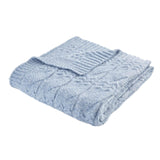 Cable Knit Throw Blue