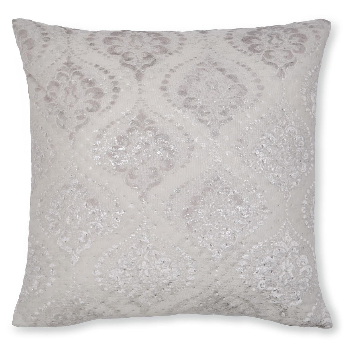 Damask Metallic Pinsonic Foil Cushion Grey