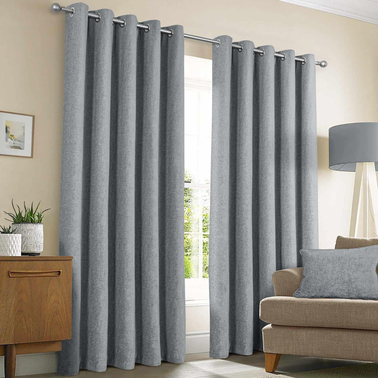 Amberley Thermal Eyelet Curtains Nickel