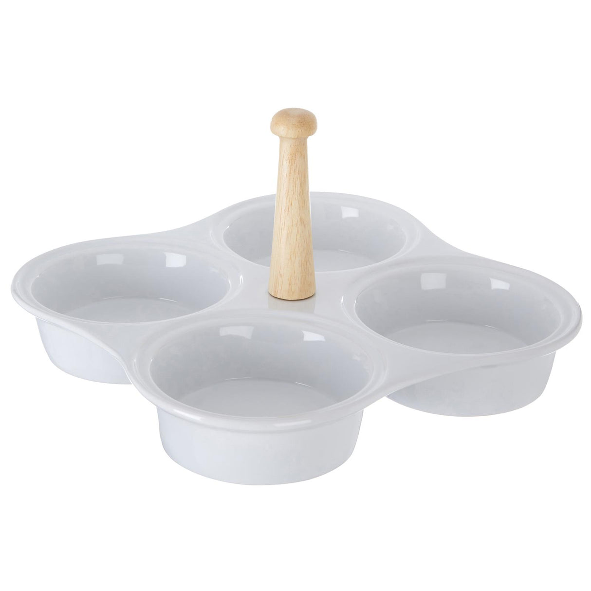 4 Section White Ceramic Snack Dish