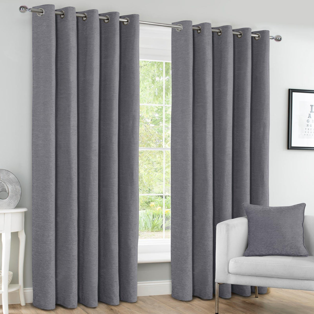 Canterbury Blackout Eyelet Curtains Grey