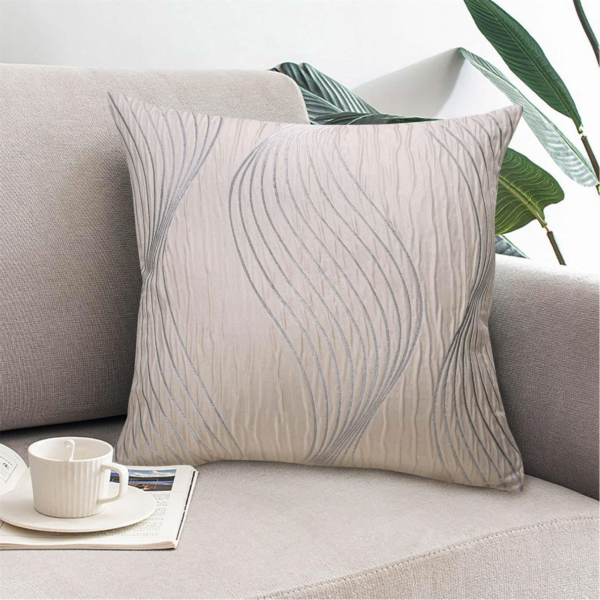 Zen Metallic Natural Cushion Cover 17 x 17"