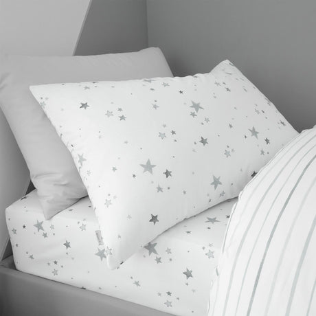 Stars 100% Cotton Reversible Grey Duvet Cover Set