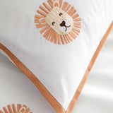 Embroidered Lions Duvet Cover Set