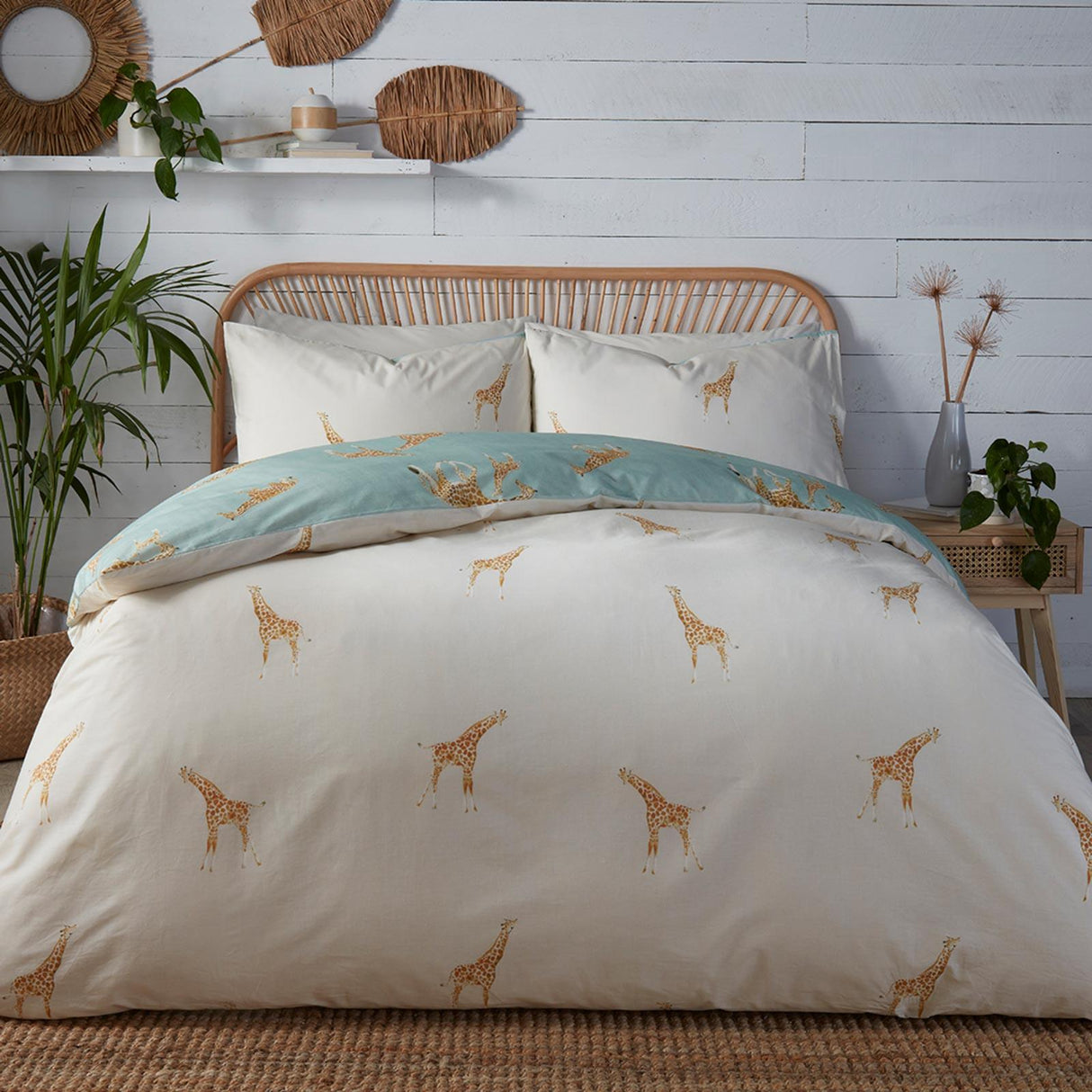 Milo Giraffe Duvet Cover Set Duck Egg