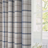 Hudson Woven Check Eyelet Curtains Blue