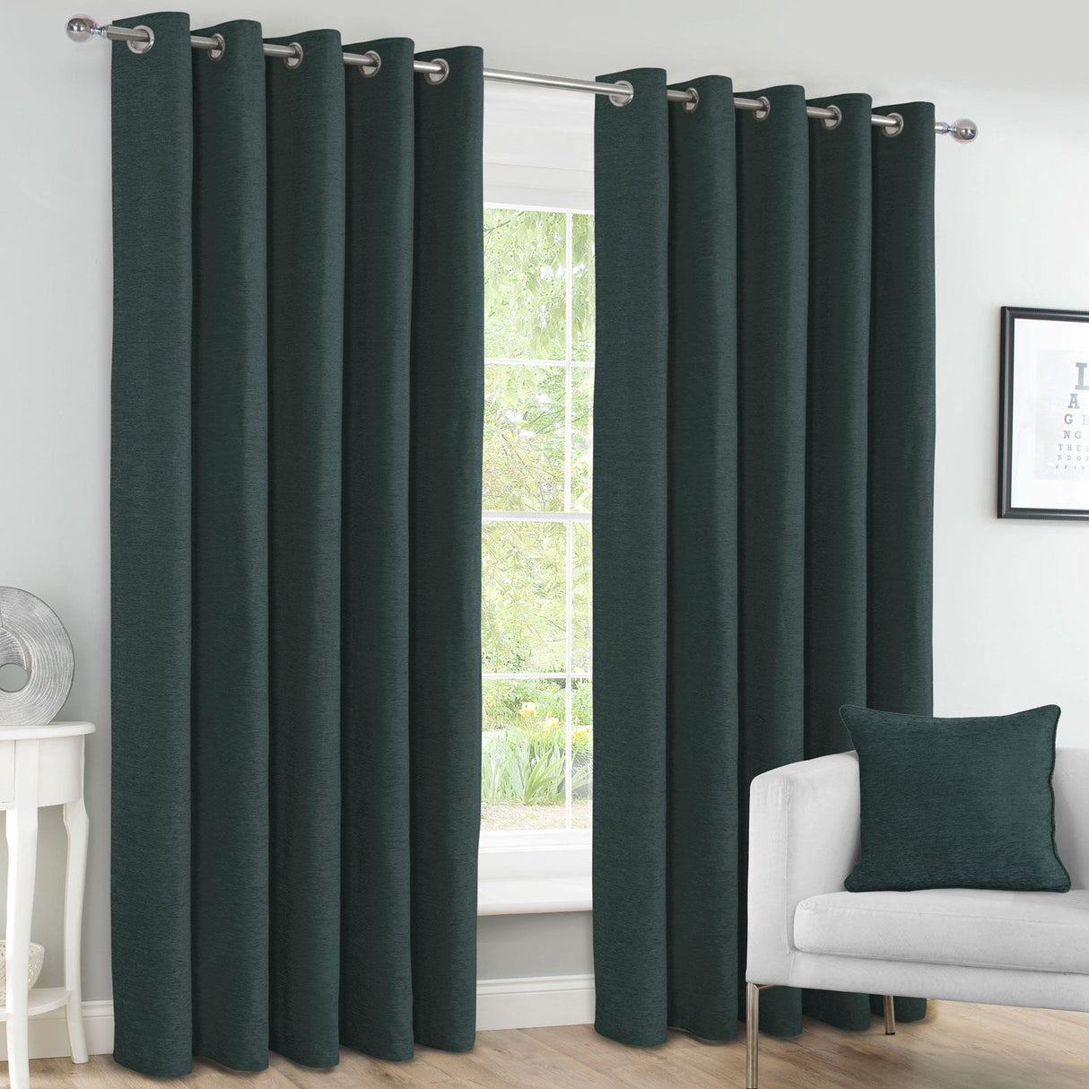 Canterbury Blackout Eyelet Curtains Dark Green