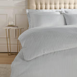 300TC Satin Stripe Duvet Cover Set Grey