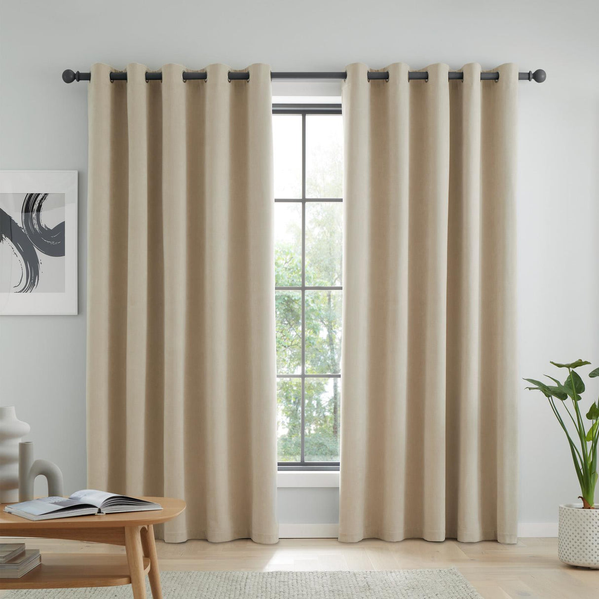 Wilson Velvet Blackout Thermal Eyelet Curtains Natural