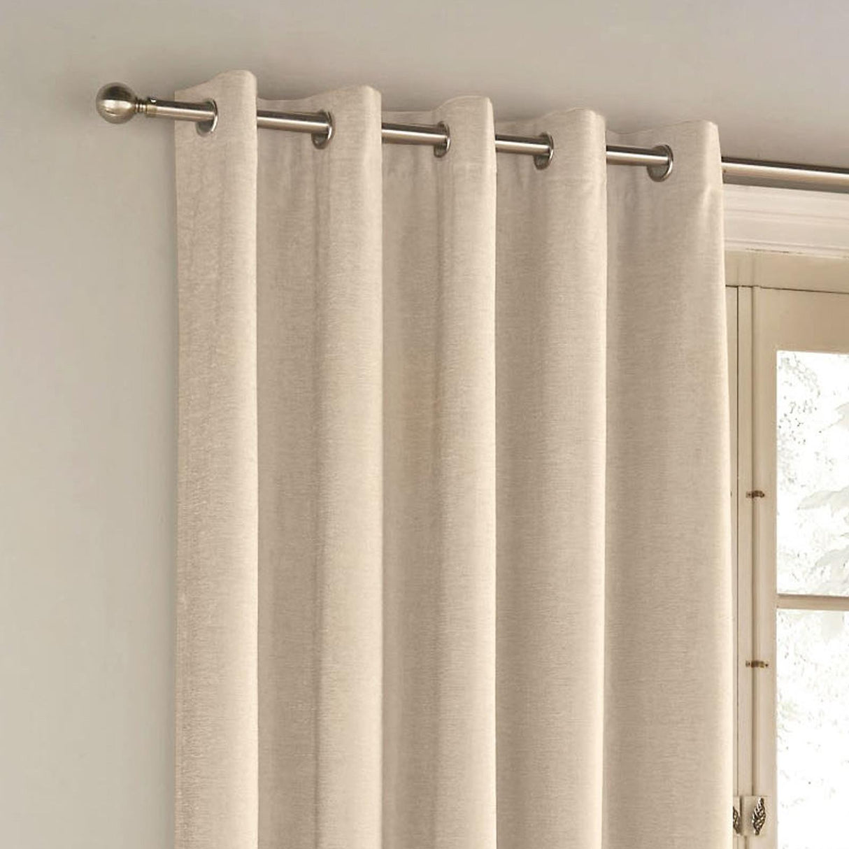 Savoy Chenille Blackout Eyelet Door Curtain Cream