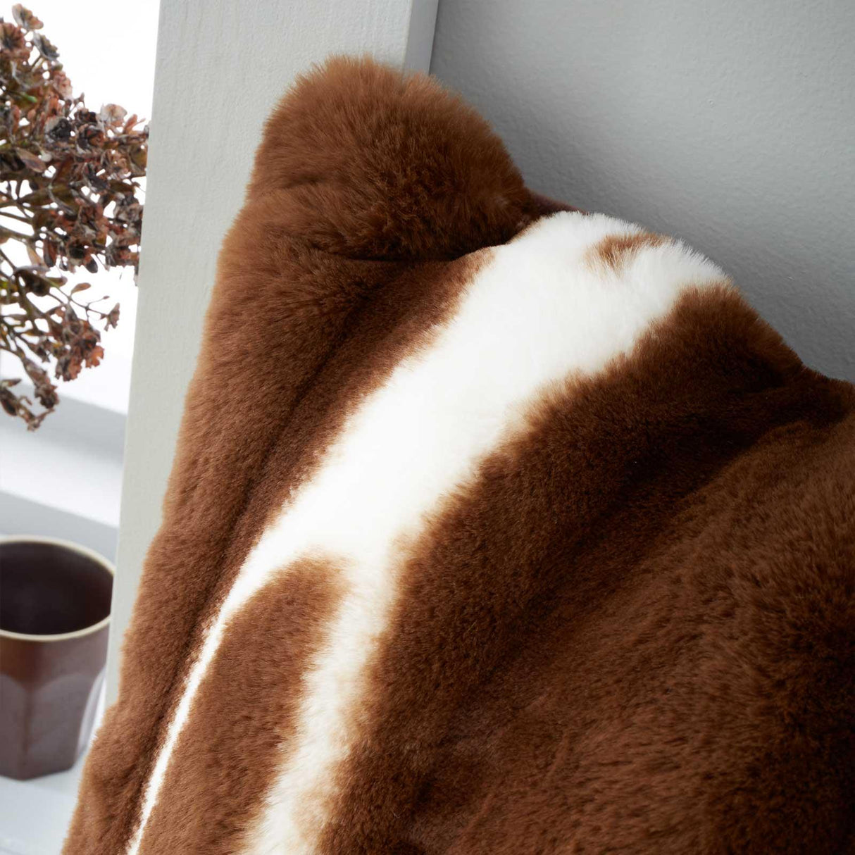 Flint Faux Fur Cushion Chocolate