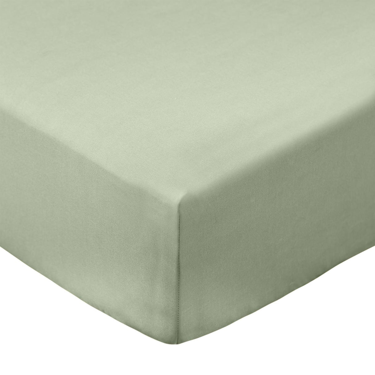 200TC Cotton Percale Fitted Sheet Sage