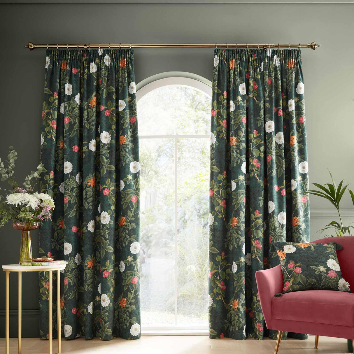 RHS Arcadia Floral Tape Top Curtains