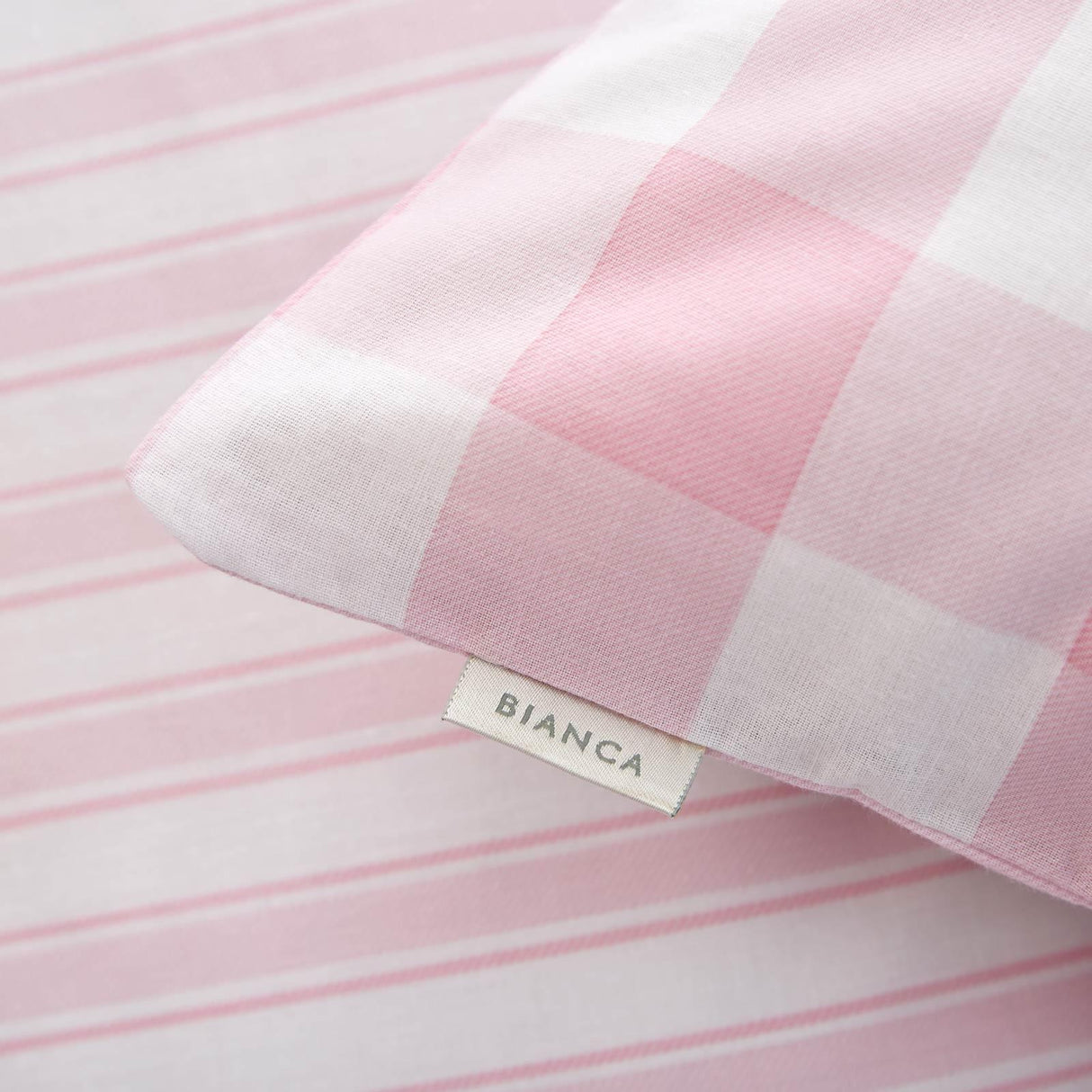 Check and Stripe Fitted Sheet Pink