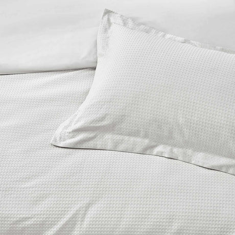 Waffle Textured Cotton White Duvet Cover Set