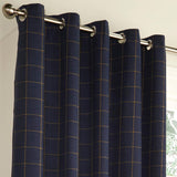 Ellis Windowpane Check Eyelet Curtains Navy 66" x 54"